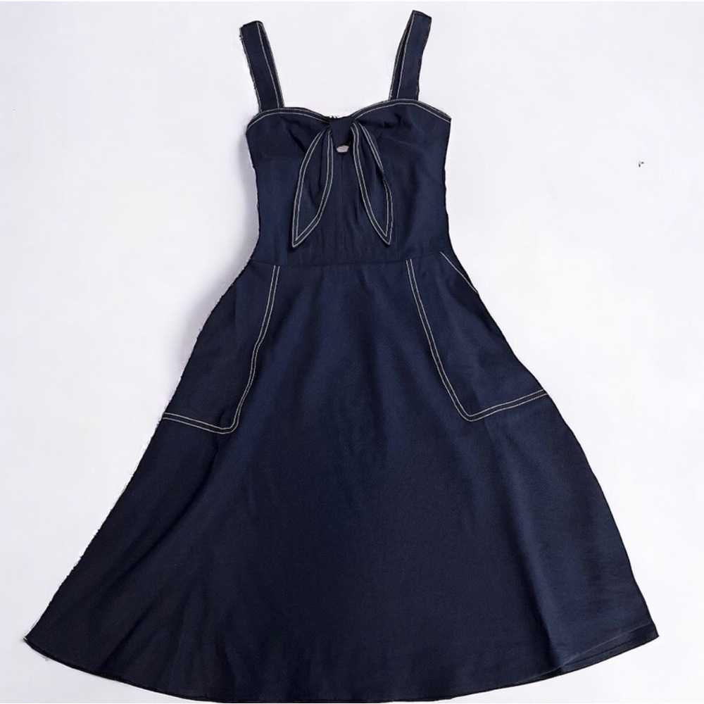 White Stitch Navy Blue dress